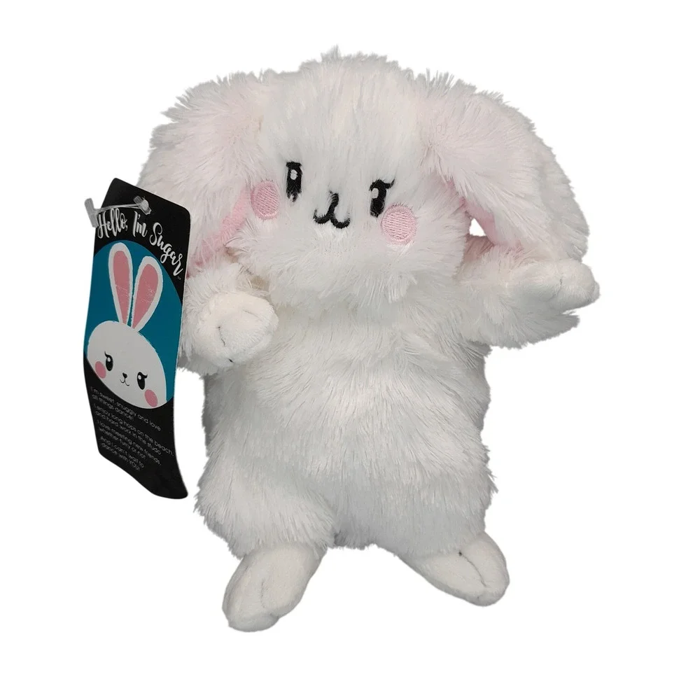 Hello I'm Sugar Bunny Plush White Rabbit Stuffed Animal 7 inch New with Tags